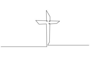 Christian cross in continuous line drawing style. Line art of christian cross. Christian cross. Continuous line drawing. Christianity religion concept editable stroke, premium design vector