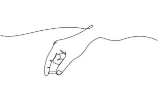 Hand holding coin continuous one line drawing art, Simplicity sketch hand drawn minimalism. One line drawing of hand holding money of dollar coin vector
