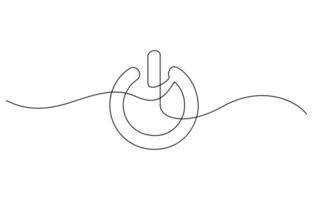 On-Off button in continuous line drawing style. Line art of On-Off button, energy saving icon. isolated white background. Editable stroke. vector