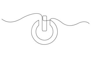 On-Off button in continuous line drawing style. Line art of On-Off button, energy saving icon. isolated white background. Editable stroke vector