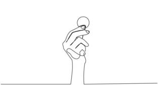 Hand holding coin continuous one line drawing art, Simplicity sketch hand drawn minimalism. One line drawing of hand holding money of dollar coin sign design. vector