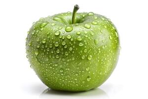 Fresh, Vibrant Green Apple Covered in Water Droplets photo