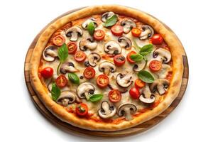 Delicious Mushroom Pizza Ready to Be Enjoyed photo