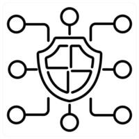 BlockChain icon concept in black line color vector
