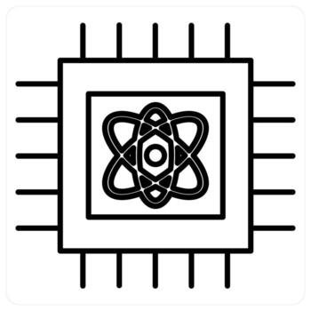 cuántico informática icono concepto en negro línea color vector