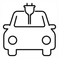 Electric Car and vehicle concept in black line color vector