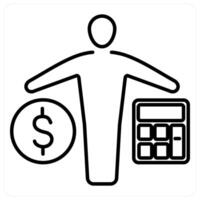 Accountant icon concept in black line color vector
