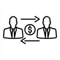 Money Transacation icon concept in black line color vector