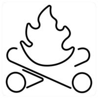 Campfire icon concept in black line color vector