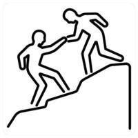 Mountain Climbing icon concept in black line color vector