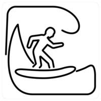 Surfing icon in black line color vector