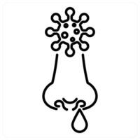 Runny Nose icon in black line color vector