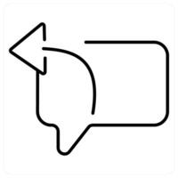 Reply icon concept in black line color vector