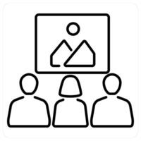 Visitors icon concept in black line color vector