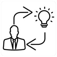 Creativity and solution icon concept in black line color vector