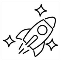 Spaceship icon concept in black line color vector