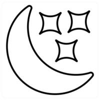 Moon icon concept in black line color vector