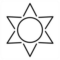 Sun icon concept in black line color vector
