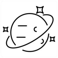 Planet icon in black line color vector