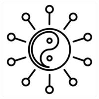 Yin Yang icon concept in black line color vector