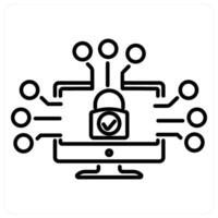 Cyber security icon concept in black line color vector