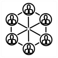 Business network icon concept in black line color vector