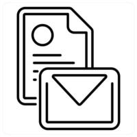 Mail icon in black line color vector