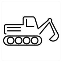 Excavator icon concept in black line color vector