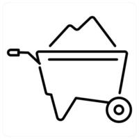 Wheelbarrow icon concept in black line color vector