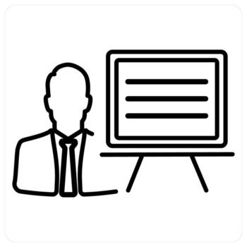 Presentation and planning in black line color vector