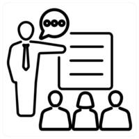 Explanation icon concept in black line color vector