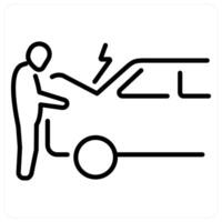 Vehicle breakdown icon concept in black line color vector