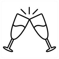 Cheers icon concept in black line color vector