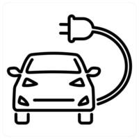 Electric Car icon in black line color vector