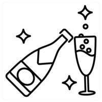 Champagne icon concept in black line color vector