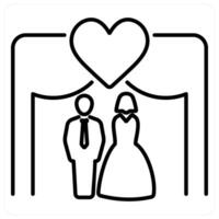Wedding icon concept in black line color vector