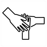 Teamwork in black line color vector