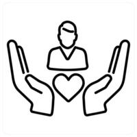 Caring and healthcare icon in black line color vector