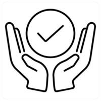 Support and accept icon in black line color vector
