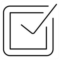 Tick icon concept in black line color vector
