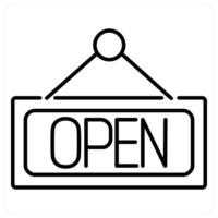 Open icon concept in black line color vector