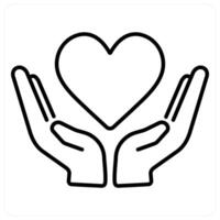 Support and helping icon in black line color vector