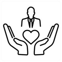 Caring and care icon in black line color vector