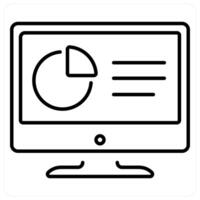 Monitor icon in black line color vector