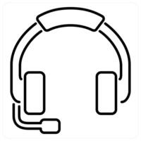 Headset icon concept in black line color vector