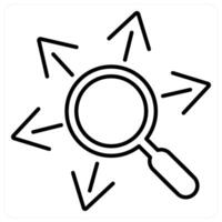 Research and find icon concept in black line color vector