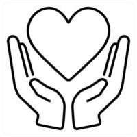 Charity and donation icon concept in black line color vector