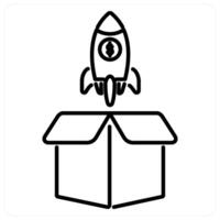 Launch icon concept in black line color vector