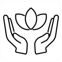 Meditation icon concept in black line color vector
