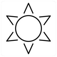 Sun icon in black line color vector
